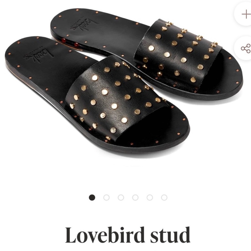 beek Black and Gold Lovebird Stud Sandals